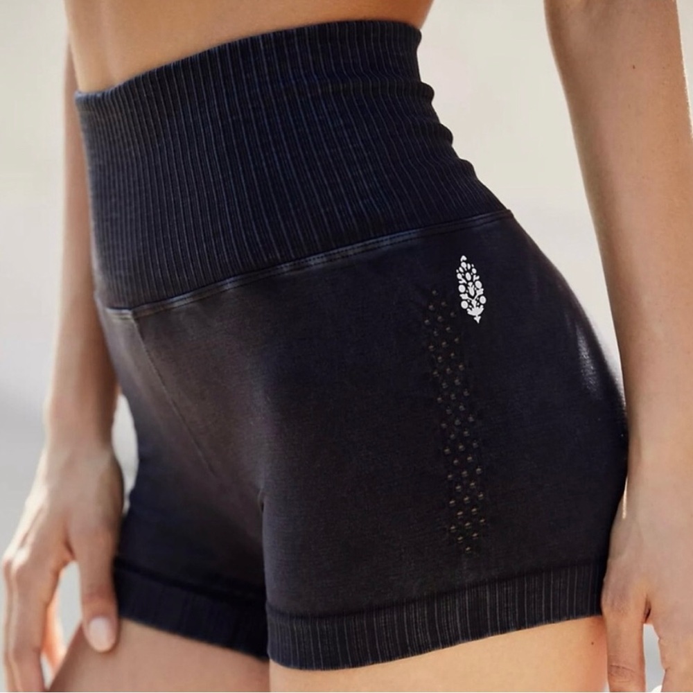 Free People Movement Good Karma Running Shorts in Washed Black - Size M/L